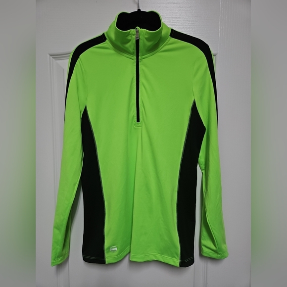 Lauren Ralph Lauren Neon Green and Black Quarter-Zip Pullover. - Picture 2 of 6